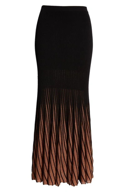 Shop Ulla Johnson Emilia Pleated Ombré Maxi Sweater Skirt In Gild