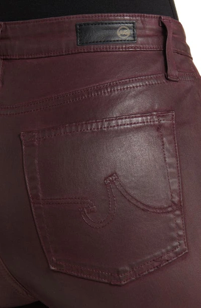 Shop Ag Mari Faux Leather Slim Straight Leg Jeans In Ltt Lt Pinot Noir
