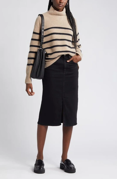 Shop Ag Tefi Denim Pencil Skirt In Black Cast