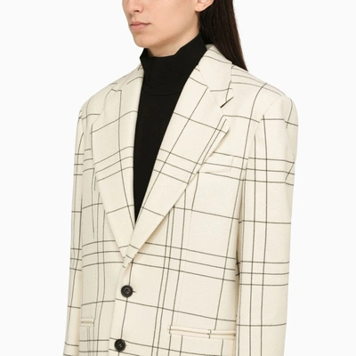 Shop Marni Cream Single-breasted Jacket With Check Motif Women In White