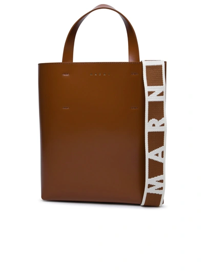 Shop Marni Woman  Small 'museo' Brown Leather Bag