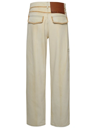 Shop Palm Angels Ivory Cotton Jeans Woman In Cream