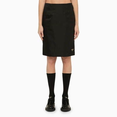 Shop Prada Black Re-nylon Pencil Skirt Women In Brown