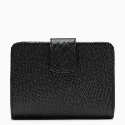 Shop Prada Black Saffiano Leather Small Continental Wallet Women In Brown