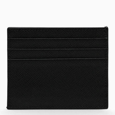 Shop Prada Black/silver Saffiano Leather Wallet Men In Brown