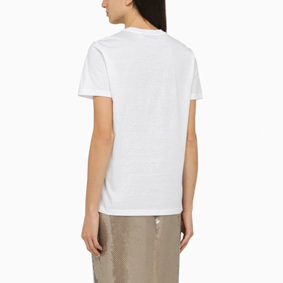 Shop Prada White Crew-neck T-shirt With Rhinestones Women