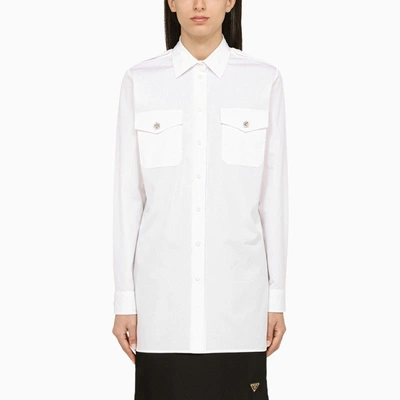 Shop Prada White Poplin Shirt Women