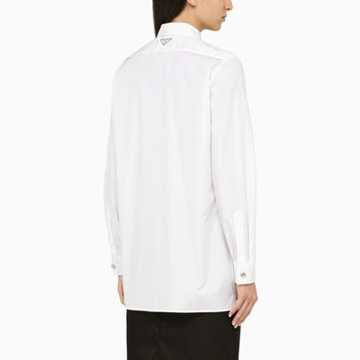 Shop Prada White Poplin Shirt Women