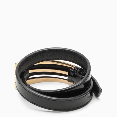 Shop Saint Laurent Black Double Twist Bracelet Women