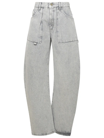 Shop Attico The  Woman The  'effie' Grey Cotton Jeans In Gray