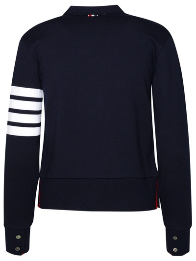 Shop Thom Browne Woman Navy Cotton Cardigan In Blue