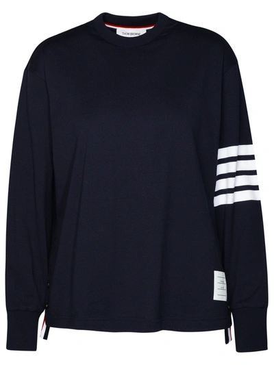 Shop Thom Browne Woman Navy Cotton Sweater In Blue