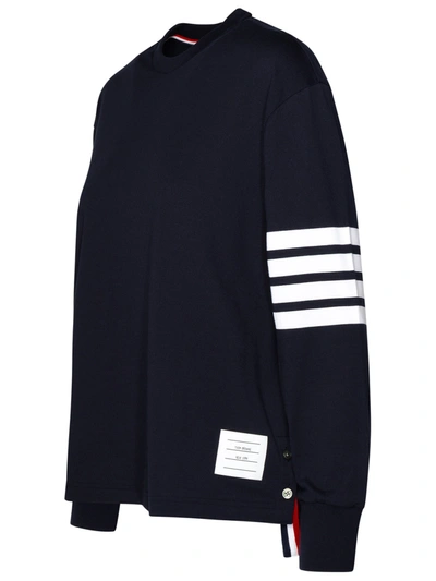 Shop Thom Browne Woman Navy Cotton Sweater In Blue