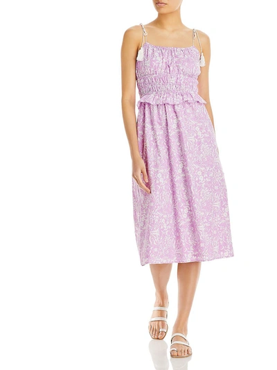Shop Aqua Womens Cotton Floral Midi Dress In Purple