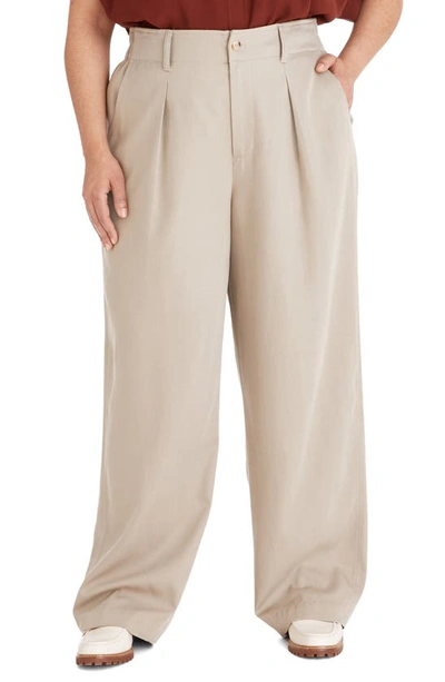 Madewell The Untailored Plaid Straight Leg Pants In Pumice