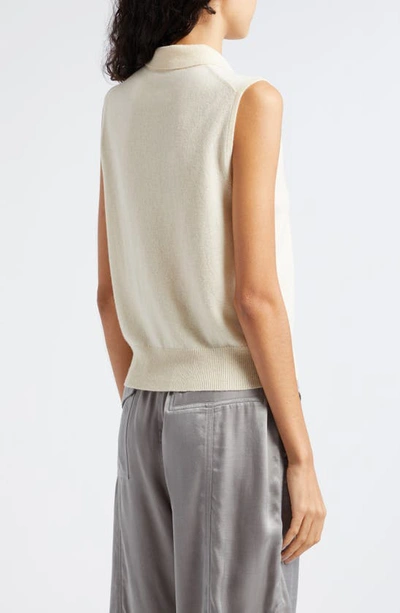 Shop Ganni Sleeveless Merino Wool & Cashmere Sweater In Alabaster Gleam