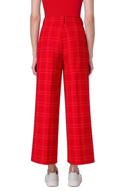 Shop Akris Punto Chiara Windowpane Plaid Pants In Red