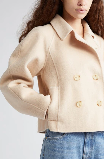 Shop Ulla Johnson Coralie Double Breasted Wool Blend Jacket In Bone