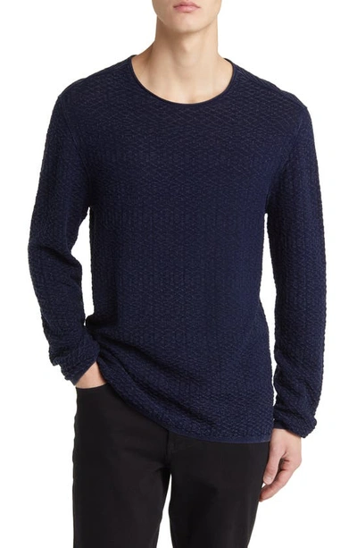 Shop John Varvatos Riley Textured Knit Shirt In Navy