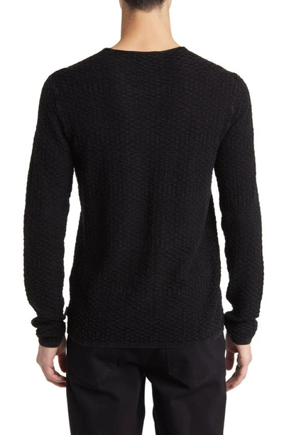 Shop John Varvatos Riley Textured Knit Shirt In Black
