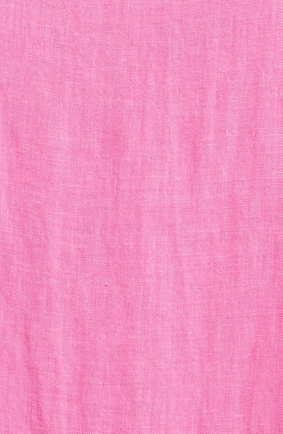 Desmond & Dempsey Print Square Neck Cotton Nightgown In Plain Linen Cerise