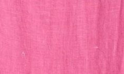 Desmond & Dempsey Print Square Neck Cotton Nightgown In Plain Linen Cerise