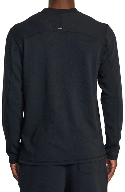 Shop Rvca C-able Waffle Long Sleeve Performance T-shirt In Black