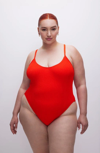 Shop Good American Always Fits One-piece Swimsuit In Bright Poppy