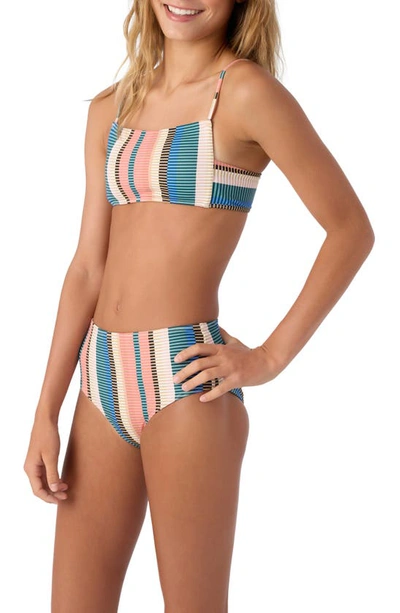 Shop O'neill Kids' Kendari Stripe Two-piece Swimsuit In Pink Multi