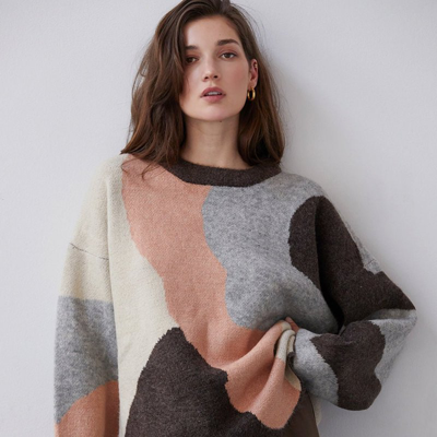 Shop Crescent Chrissy Color Block Sweater In Pink