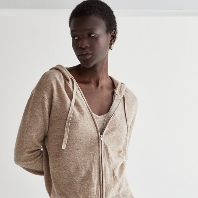 Shop Crescent Evelyn Zip-up Sweater And Tank Set In Brown