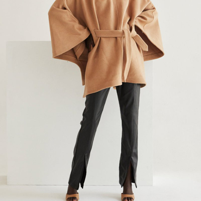 Shop Crescent Gabby Wool Blend Cape Jacket In Brown
