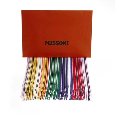 Shop Missoni Geometric Pattern Fringe Scarf In Bright Women's Hues In Multicolor