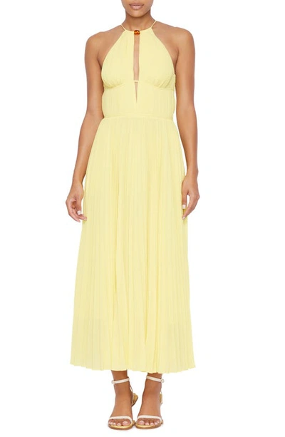 Simkhai Carli Halter Neck Plissé Dress In Limoncello