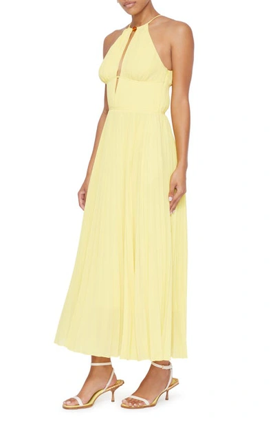 Simkhai Carli Halter Neck Plissé Dress In Limoncello