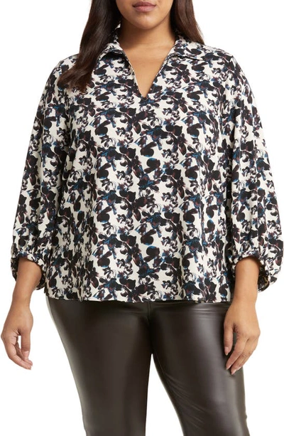 Shop Nordstrom Long Sleeve Blouse In Beige Rainy Day Blossoms