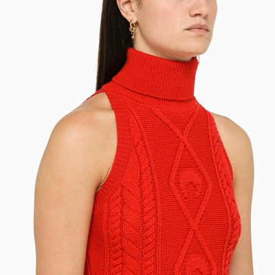 Shop Marine Serre Red Wool Knit Top