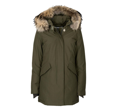 Shop Woolrich Arctic Racoon Parka In Verde