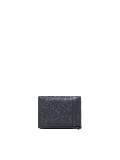 Shop Michael Michael Kors Hudson Grained Leather Bifold Wallet In Black