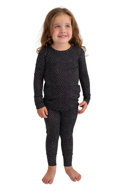 Shop Posh Peanut Kids' Aggie Dot Print Fitted Two-piece Pajamas In Black