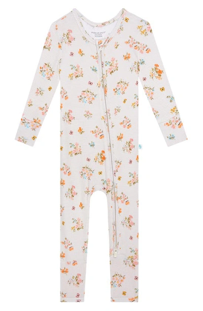 Shop Posh Peanut Clemence Floral Fitted Convertible Footie Pajamas In Ivory/ Flowers