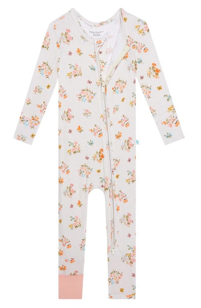 Shop Posh Peanut Clemence Floral Fitted Convertible Footie Pajamas In Ivory/ Flowers