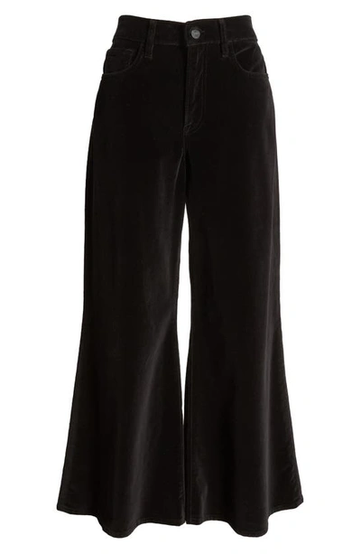 Shop Frame Le Palazzo Stretch Velveteen Crop Pants In Black
