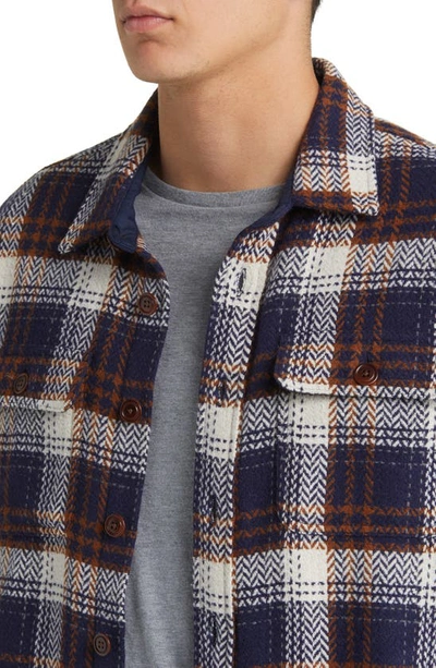 Rails Men's Berkshire Herringbone Plaid Button-front Shirt Jacket In Navy Umber Cream