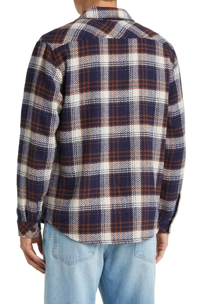 Rails Men's Berkshire Herringbone Plaid Button-front Shirt Jacket In Navy Umber Cream