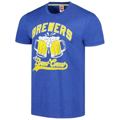 Shop Homage Royal Milwaukee Brewers Doodle Collection The Brew Crew Tri-blend T-shirt