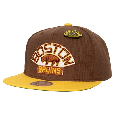 Shop Mitchell & Ness Brown/gold Boston Bruins 100th Anniversary Collection 60th Anniversary Snapback Hat