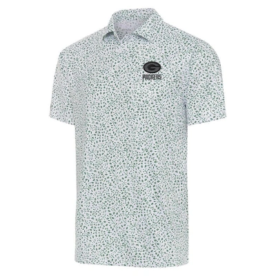 Shop Antigua White/green Green Bay Packers Motion Polo