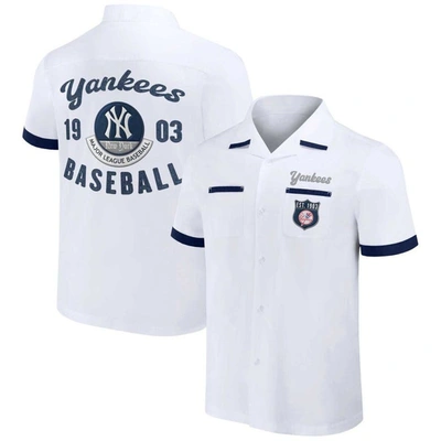 Shop Darius Rucker Collection By Fanatics White New York Yankees Bowling Button-up Shirt