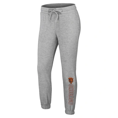 Wear By Erin Andrews Heather Gray Chicago Bears Plus Size Knitted Tri-blend Long Sleeve T-shirt & P In Heather Gray